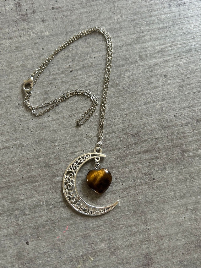Collier lune œil de tigre