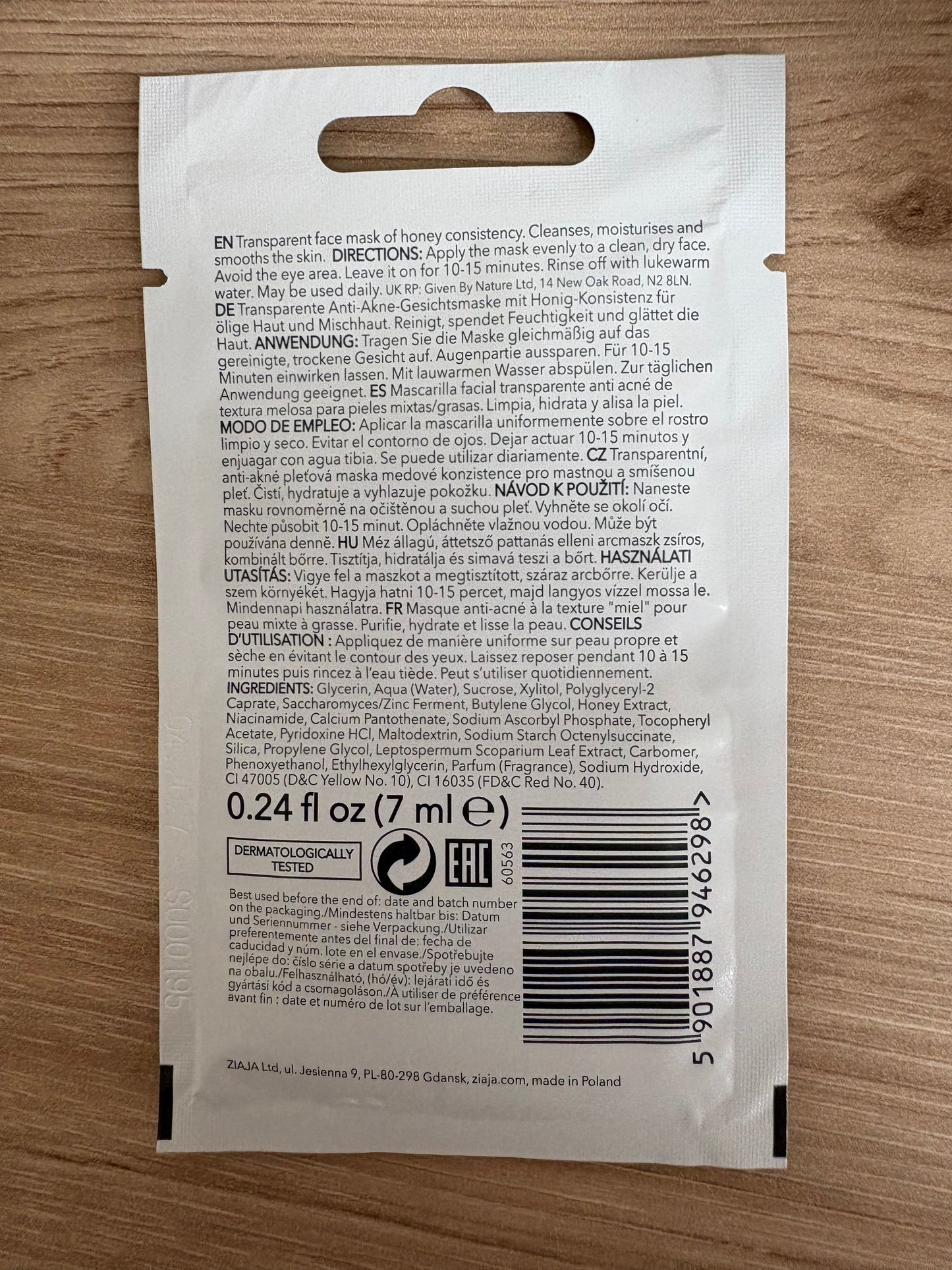 Masque visage Anti acnés au miel de manuka